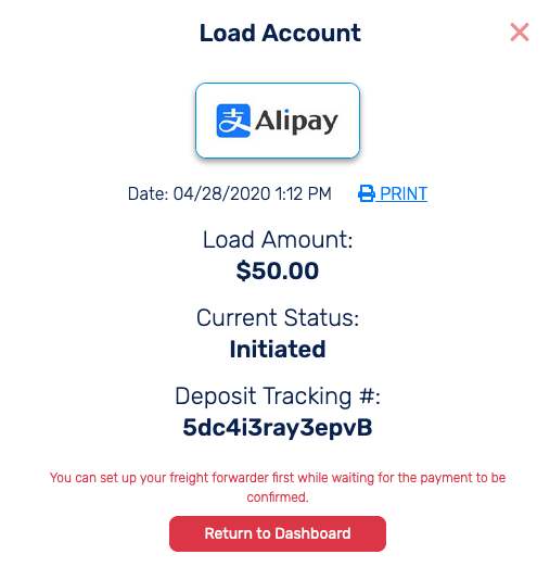 Alipay final screen